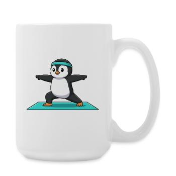 Yoga-Pinguinvogel in Kriegerhaltung - Große Tasse 440 ml - Weiß - Rechts