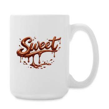 Lettrage chocolat sucré - Grande tasse 440 ml - blanc - Droite