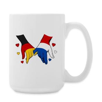 Germany Holland Flag Holding Hands - Large Mug 440 ml - white - Right