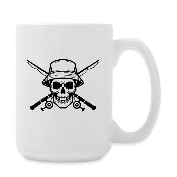 Angler Skull Coat of Arms Black - Large Mug 440 ml - white - Right