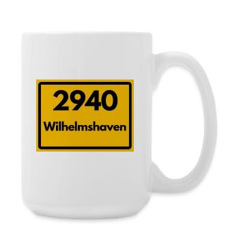 ALTE POSTLEITZAHL PLZ RETRO 2940 WILHELMSHAVEN  - Große Tasse 440 ml - Weiß - Rechts