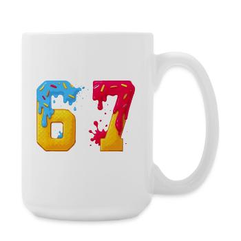 67 - Siebenundsechzig Zahl Sweet 67 Meme Donut Sechs 7 - Große Tasse 440 ml - Weiß - Rechts