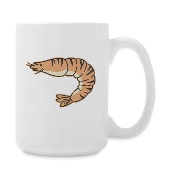 Pastel shrimp cartoon stripe tiger - Large Mug 440 ml - white - Right