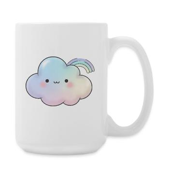 Kawaii Cloud cadeau pour les filles et les enfants - Grande tasse 440 ml - blanc - Droite