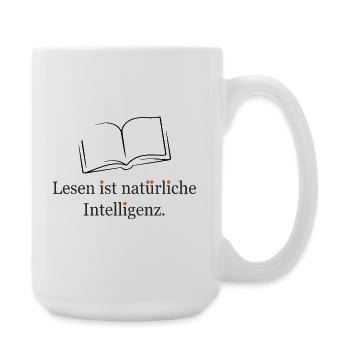 Lesen ist natürliche Intelligenz - Große Tasse 440 ml - Weiß - Rechts
