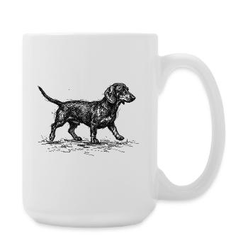 Dackel Sketch – Minimalistisches Hund Design - Große Tasse 440 ml - Weiß - Rechts