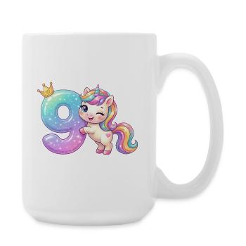 I'm 9 Kawaii Unicorn Girl Birthday - Large Mug 440 ml - white - Right