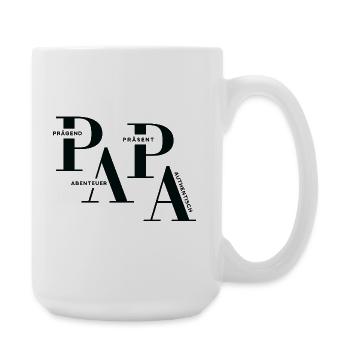 Gestaffeltes PAPA Design in Schwarz für helle Mode - Große Tasse 440 ml - Weiß - Rechts