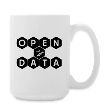 Open Data 10 Jahre Jubiläum (dunkel) - Große Tasse 440 ml - Weiß - Rechts