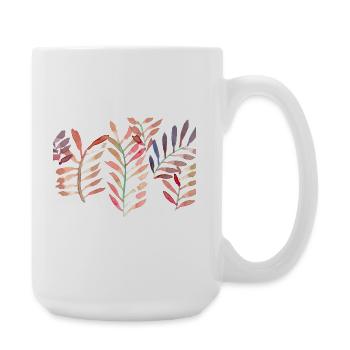 Watercolor leaves, red - Large Mug 440 ml - white - Right