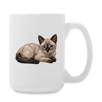 Findus Geometrische Katze mit blauen Augen - Große Tasse 440 ml - Weiß - Rechts