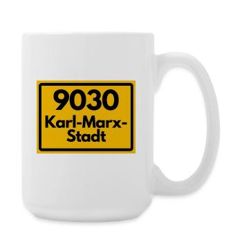 9030 PLZ SACHSEN KARL-MARX-STADT ALTE POSTLEITZAHL - Große Tasse 440 ml - Weiß - Rechts