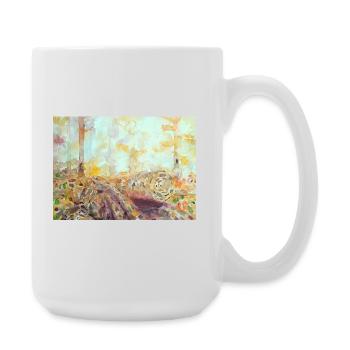 Forest watercolor landscape autumn - Large Mug 440 ml - white - Right