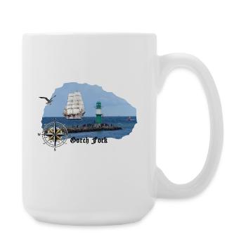 Segler & Leuchtturm an der Nordsee - Große Tasse 440 ml - Weiß - Rechts