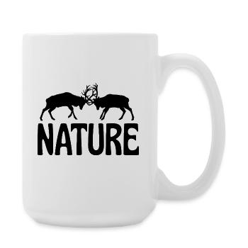 T-Shirt Kämpfende Hirsche Nature Wildnis Wald - Große Tasse 440 ml - Weiß - Rechts