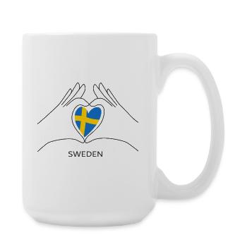 Cœur de fan suédois avec drapeau suédois Suède - Grande tasse 440 ml - blanc - Droite