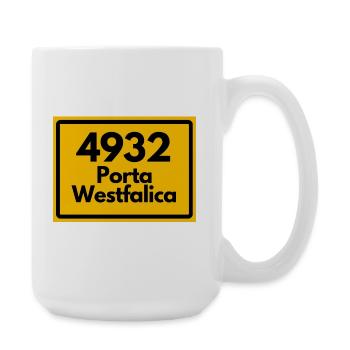 ALTE POSTLEITZAHL 4932 PLZ 32457 PORTA WESTFALICA  - Große Tasse 440 ml - Weiß - Rechts