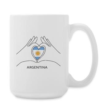 Cœur de supporter argentin sous le drapeau argentin - Grande tasse 440 ml - blanc - Droite
