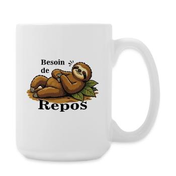 Paresseux Détendu Sur Feuilles - Grande tasse 440 ml - blanc - Droite