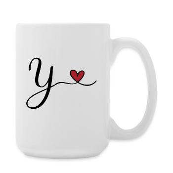 Y Buchstabe Initiale Monogramm Design mit Herz - Große Tasse 440 ml - Weiß - Rechts