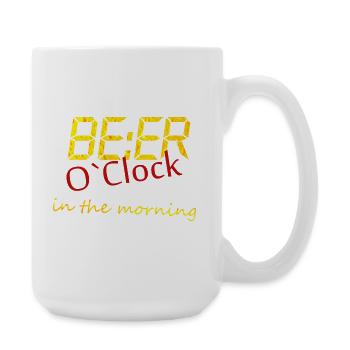 Bier Uhr am Morgen. Fundesign. Saufshirt - Große Tasse 440 ml - Weiß - Rechts
