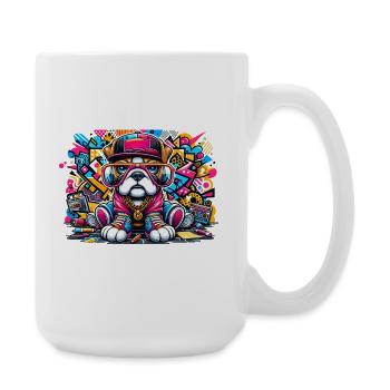 Hip Hop Bulldog Puppy Graffiti Street Style Merch - Large Mug 440 ml - white - Right
