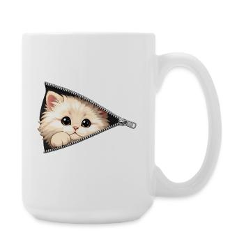 Cute Kitten Zipper Cat - Large Mug 440 ml - white - Right