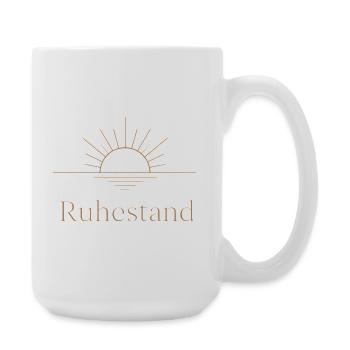 Goldener Ruhestand – Filigrane Buchstaben & Sonne - Große Tasse 440 ml - Weiß - Rechts