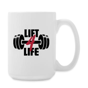 Lift 4 Life Barbell Gewichtheber-Gym-Workout - Große Tasse 440 ml - Weiß - Rechts