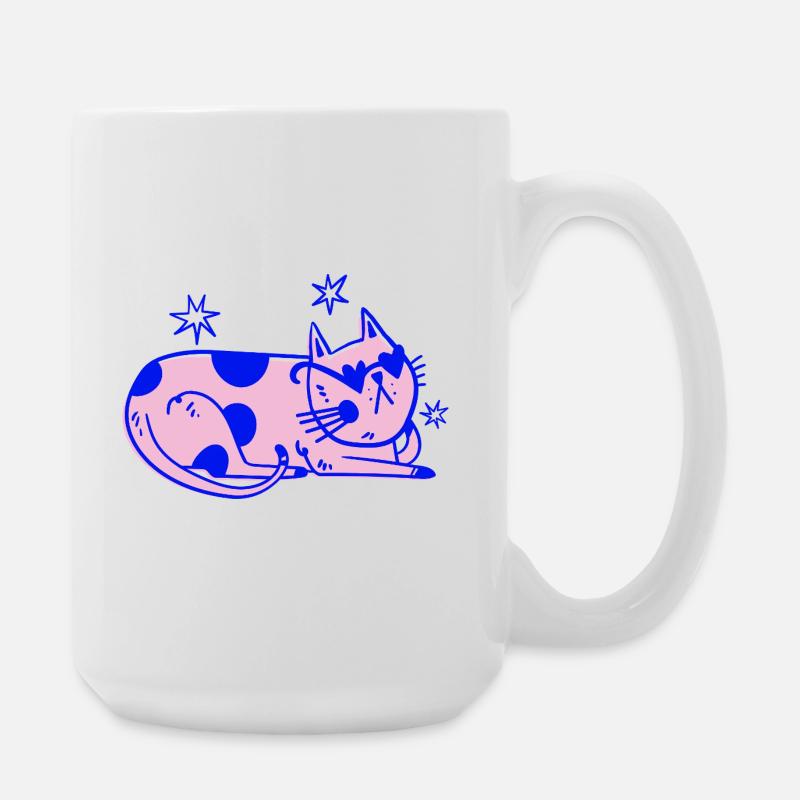 Stylish Cat – Relaxed Retro Vibes - Large Mug 440 ml - white