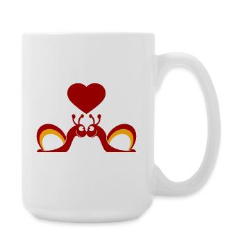 2 Schneckenhaus Schnecken Team Verliebt Freunde - Große Tasse 440 ml - Weiß - Rechts