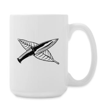 Bushcraft: knife and blade motif, for outdoors entho - Large Mug 440 ml - white - Right