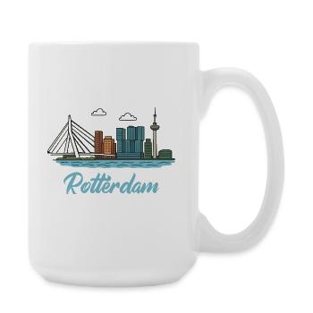 Stadtsilhouette von Rotterdam im Dockland-Stil - Große Tasse 440 ml - Weiß - Rechts