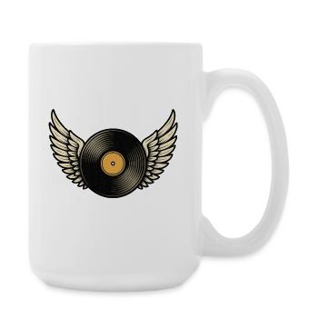 Vinyl Record with Grand Piano | Vinylover Wings Design - Large Mug 440 ml - white - Right