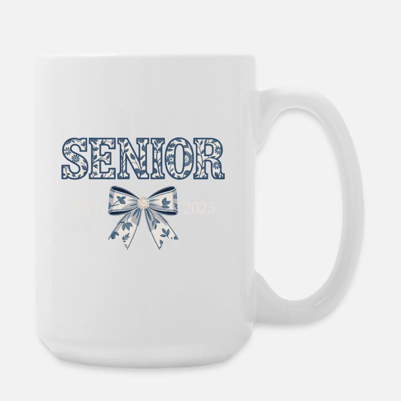 Senior Est 2025 Floral Bow Graduating Class - Large Mug 440 ml - white