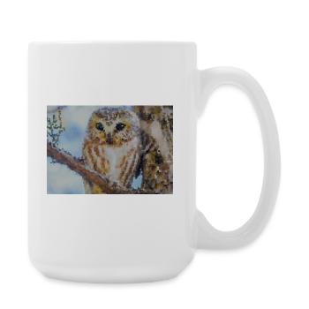Forest Owl Portrait Watercolor - Large Mug 440 ml - white - Right
