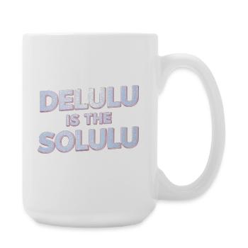 Delulu Is The Solulu 3D Silber Typografie - Große Tasse 440 ml - Weiß - Rechts