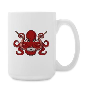 Drôle Octopus Batteur Cool Percussion Musicien Papa - Grande tasse 440 ml - blanc - Droite