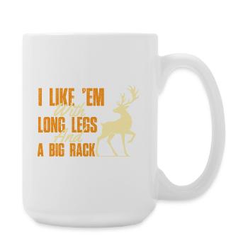 Long Legs Big Rack Funny Deer Hunting Joke - Large Mug 440 ml - white - Right
