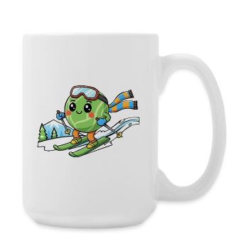 Ski Pastèque Kawaii Sports d’hiver Plaisir - Grande tasse 440 ml - blanc - Droite