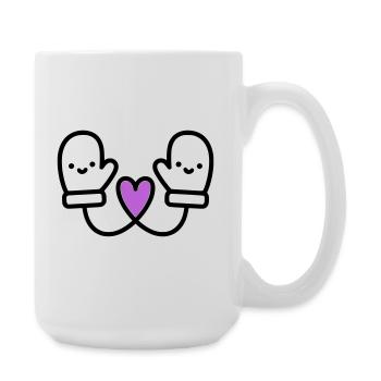 Süße Handschuhe mit Herz | Winter Liebe - Große Tasse 440 ml - Weiß - Rechts