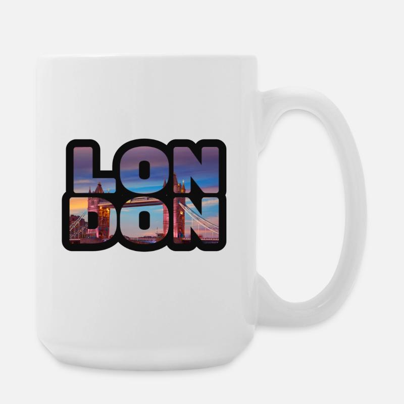 Londoner Skyline in Buchstaben - Große Tasse 440 ml - Weiß