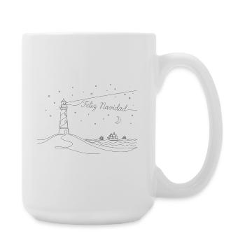 Feliz Navidad weinachtlich Strand & Leuchtturm - Große Tasse 440 ml - Weiß - Rechts