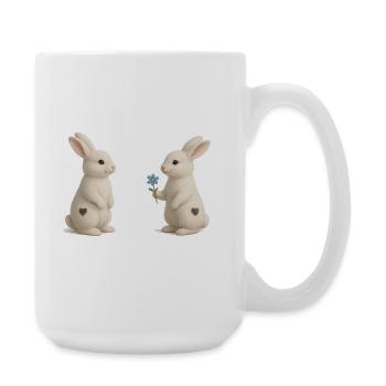 Cœur fleuri d’amitié de lapin - Grande tasse 440 ml - blanc - Droite