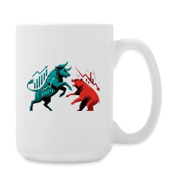 Bulls vs Bears Stock Market Fight Stocks Gift - Large Mug 440 ml - white - Right