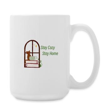 Reste au chaud, reste à la maison - Grande tasse 440 ml - blanc - Droite