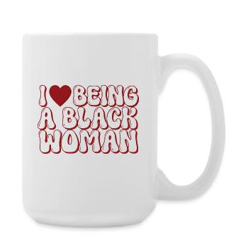 Stolze schwarze Frau Blasenbrief-Design - Große Tasse 440 ml - Weiß - Rechts