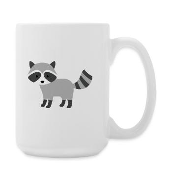Cute curious racoon minimalist style - Large Mug 440 ml - white - Right