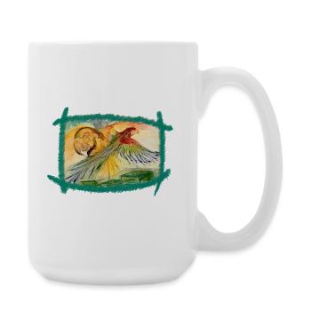 Aras au-dessus de la forêt tropicale - Grande tasse 440 ml - blanc - Droite