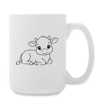 Liegendes Kalb Kuh Baby Outline - Große Tasse 440 ml - Weiß - Rechts